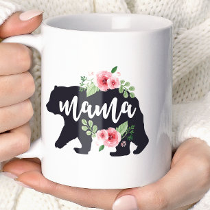 Mug Maman Ours Élégant Rustique Fleurs Florales Maman