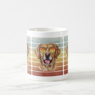 Mug Maman Papa Retriever Doré Coucher de Soleil Rétro 