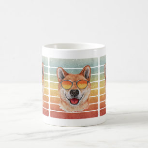 Mug Maman Papa Shiba Inu Coucher de Soleil Rétro Vinta