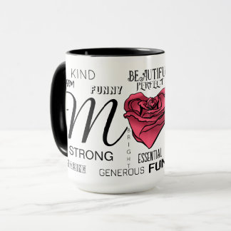 Mug Maman personnalisée avec rose et typographie en fo