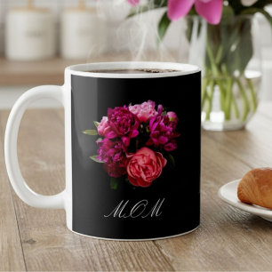 Mug Maman Pivoines roses et violettes dramatiques