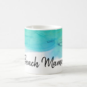 Mug Maman pour la plage d'aquarelle d'abrégé sur océan