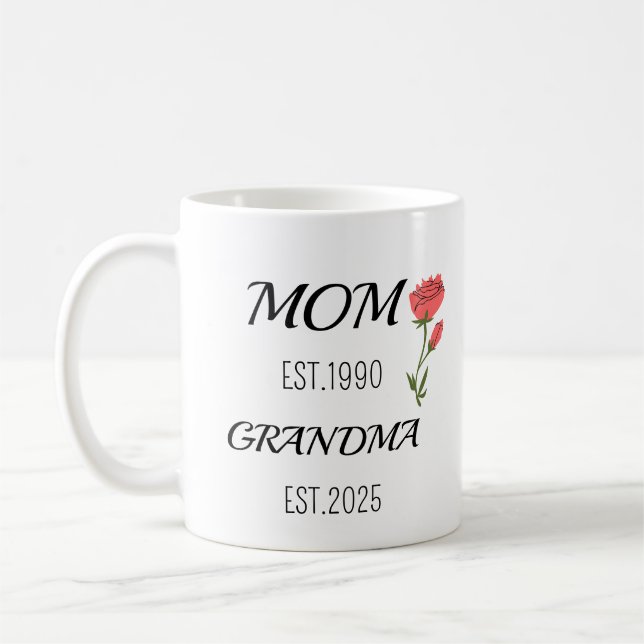 Mug Maman puis grand-mère typographie conception de fa (Gauche)