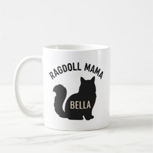 Mug Maman Ragdoll Chat Silhouette Nom Personnalisé