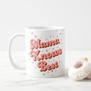 Mug Maman Rétro Sait Mieux Rose Marron Lettrage 70s