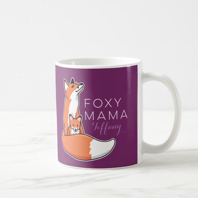 Mug Maman rusée de Fox avec le bébé, personnalisé (Droite)