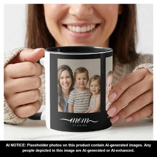 Mug Maman Script Établie Noir 3 Collage Photo