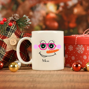 Mug Maman Snowman Personnalisée Avec Lunettes Roses