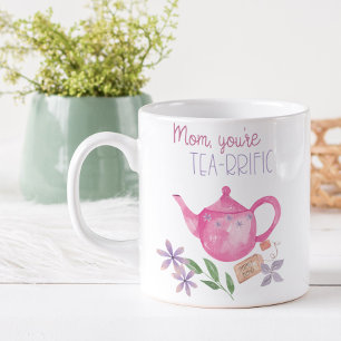 Mug Maman, tu es riche en thé avec une théière rose