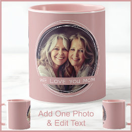 Mug Maman Une photo & Texte Rose Poussiéreux Rose C91