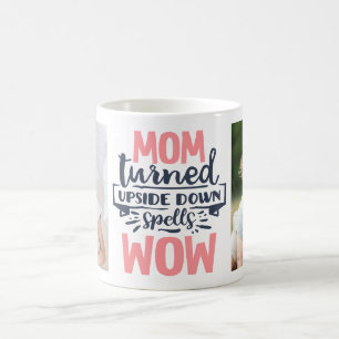 Mug Maman wow fun rose gris typographie mère citation 