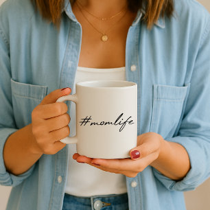 Mug #MamanVie   Mère Conception moderne Script Fête de