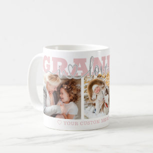 Mug MAMIE Je t'aime 3 Photos Rose Gris
