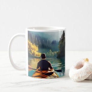 Mug Man Kayak sur un lac entouré d'arbres