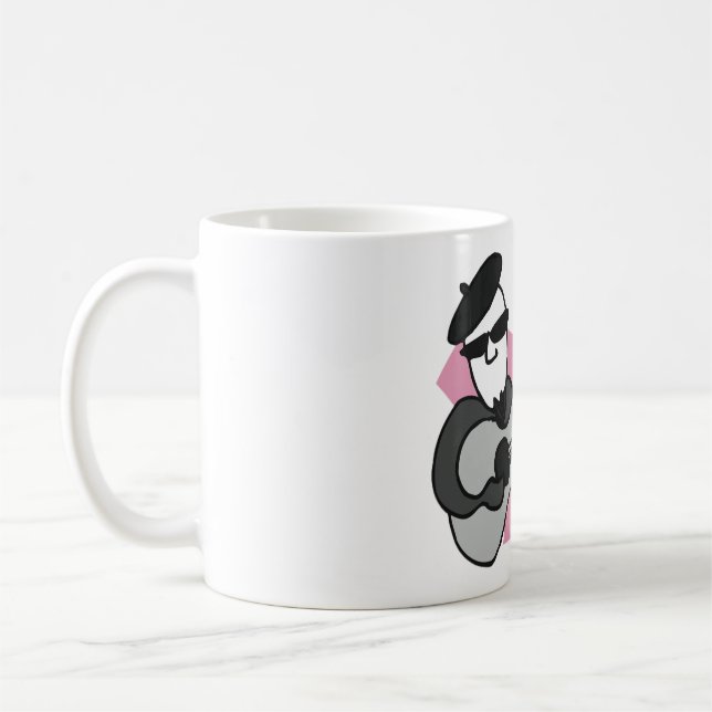 Mug Man Wearing Beret Playing Acoustic Guitar (Gauche)