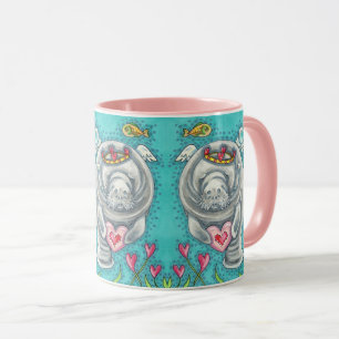 MUG MANATEE CUPID, BUBBLES & COEURS COLORÉ VALENTINE