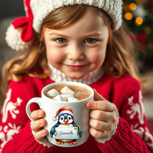 Mug manchot de Noël personnalisé