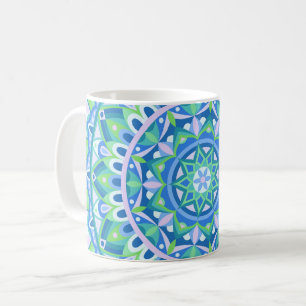 Mug Mandala Bleu Boho Géométrique Calmant Spirituel