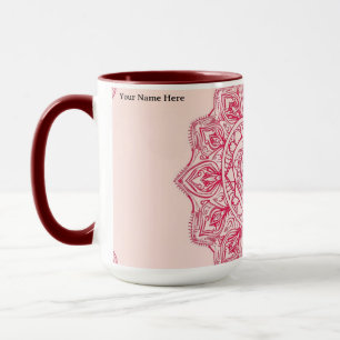Mug Mandala cœur rose doux personnalisé