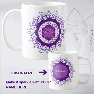Mug Mandala du Chakra Couronne - Sahasrara avec Om
