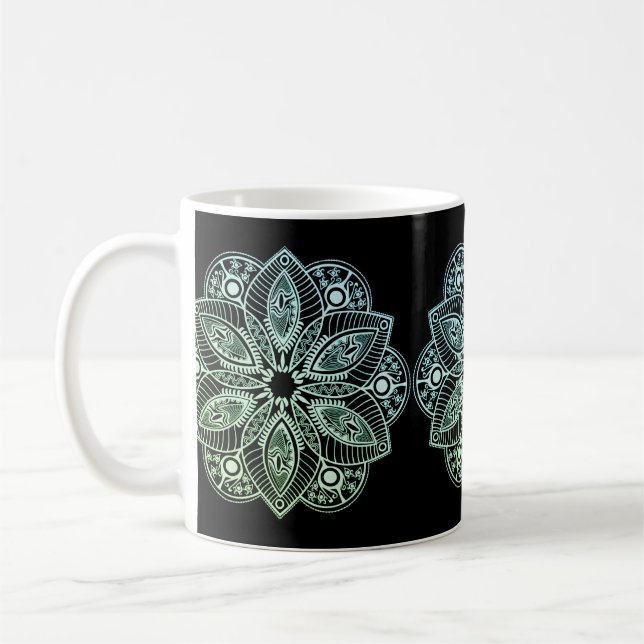 Mug Mandala Exotic Tribal Green Gradient (Gauche)