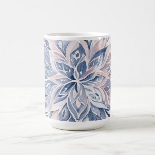 Mug Mandala floral aquarelle bleu et rose clair