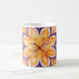 Mug Mandala floral aquarelle orange et violet