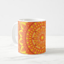 Mandala orange chaud motif géométrique bohème vibr