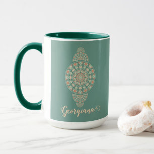 Mug Mandala Ornementale Rétro Sage & Sable customisé