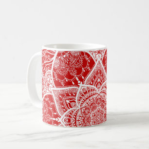 Mug Mandala rouge et blanc - Loergann en cerise