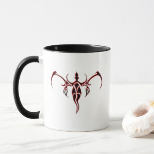 Mug Mandala Tribal Orné Noir et Rouge d'Éléphant