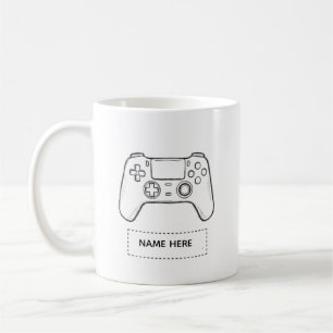 Mug Manette de jeu personnalisée, croquis minimaliste 