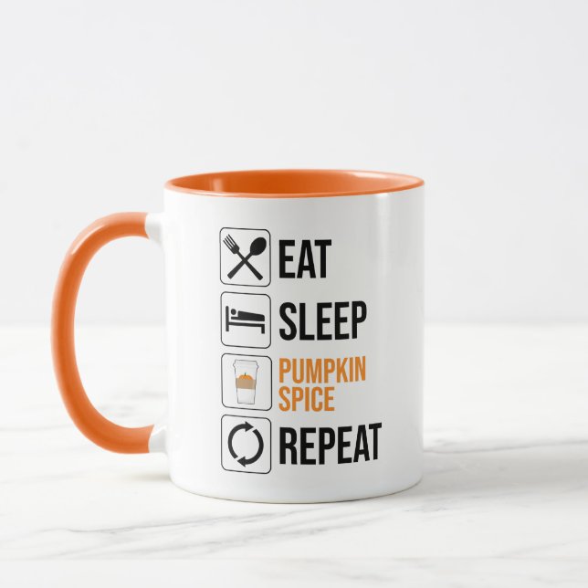 Mug Manger. Dormir. Épice citrouille. Recommencer (Gauche)