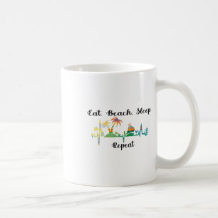 Mug Manger Dormir Plage Répéter Été Vacances Tropicale
