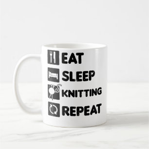 Mug Manger Dormir Répéter Conception Tricot Grand-mère