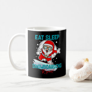 Mug Manger Dormir Snowboard Répéter Fête de Noël Cool