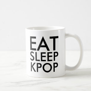 Mug Manger Sleep Kpop   Music Fan Cadeau noir et blanc