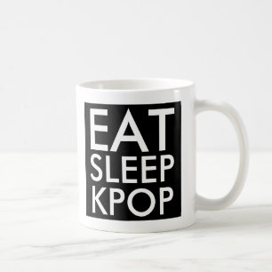 Mug Manger Sleep Kpop Music Fan Cadeau noir et blanc