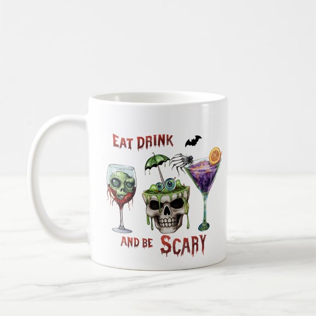 Mug Mangez Boire et être effrayant Halloween Fun Café (Gauche)