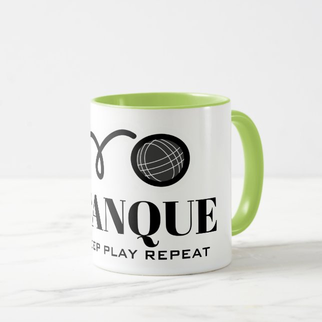 Mug Mangez dormir jouer répéter Pétanque drôle boules  (Devant droit)