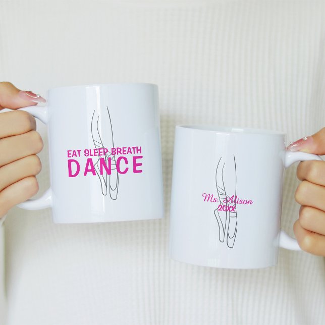 Mug Mangez le sommeil Danse du souffle rose et blanc (Créateur téléchargé)