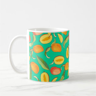 Mug Mango. Motif sans couture avec tropique jaune et r
