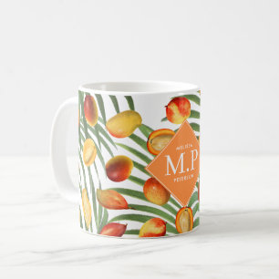 Mug Mango vintage et verdure Monogramme de fruits d'ét