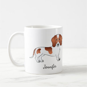 Mug Manteau à carreaux rouges lisse Dachshund Cartoon 