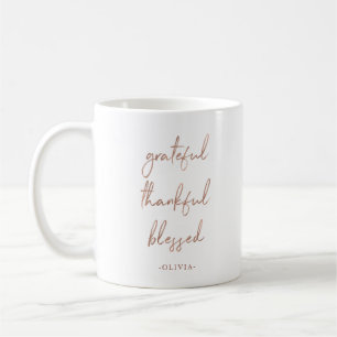 Mug Manuscrit rose béni reconnaissant reconnaissant