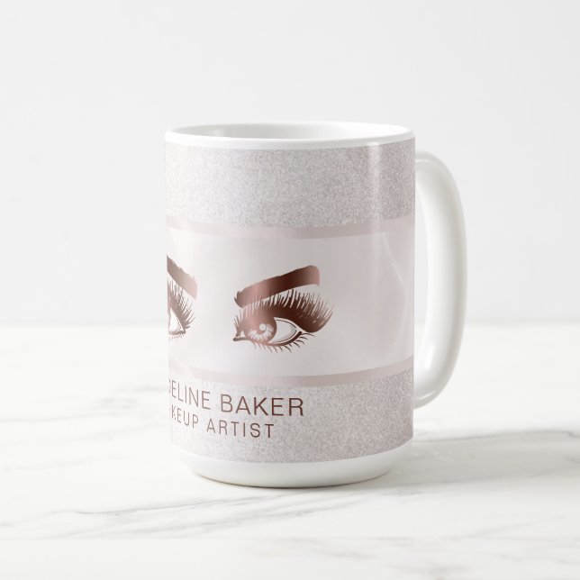 Mug Maquillage Artiste Eyebrow Eyes Lashes Rose Gold (Devant droit)