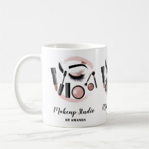 Mug Maquillage Artiste Lashes Mascara Lipstick Rose Or