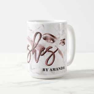 Mug Maquillage Eyebrow Eyes Lashes Rose Gold Marble