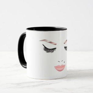 Mug Maquillage Visage Rose Gold Sourcils Lèvres Beauté