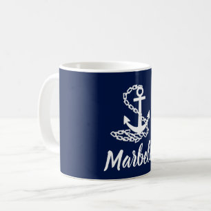 Mug Marbella - Style Maritime Musique Bleue Et Blanche